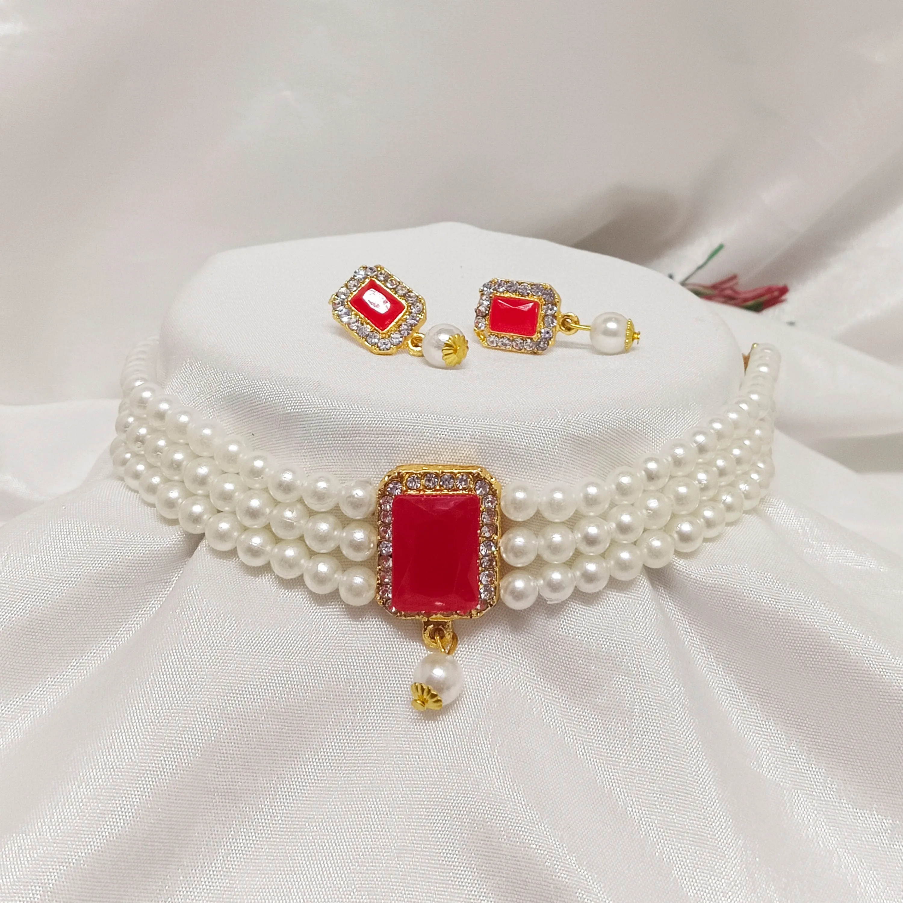 Bhavi Jewels Austrian Stone Gold Plated  Necklace Set