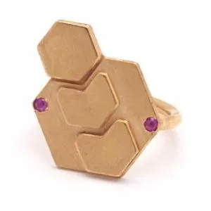 Big Hexagons ring with two stones