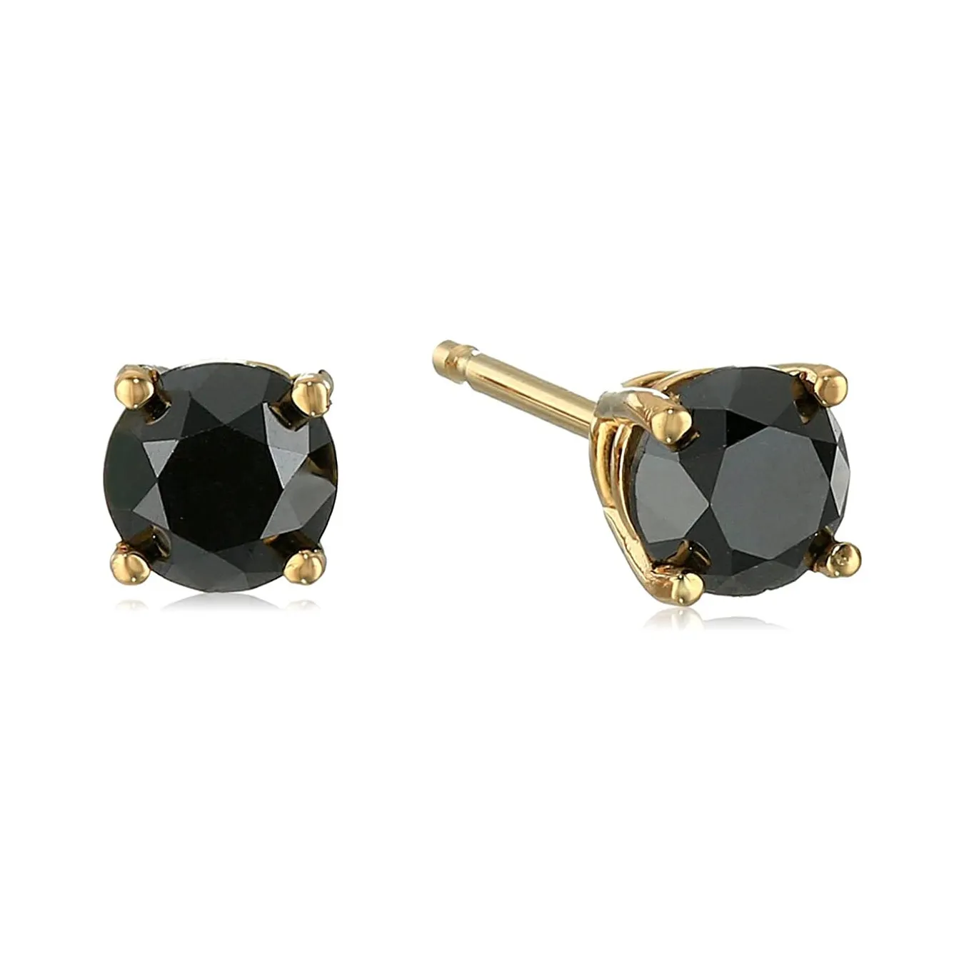 Black Diamond Prong set Stud Earrings in 14K Gold