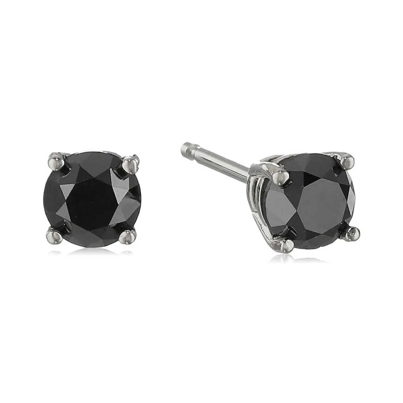 Black Diamond Prong set Stud Earrings in 14K Gold