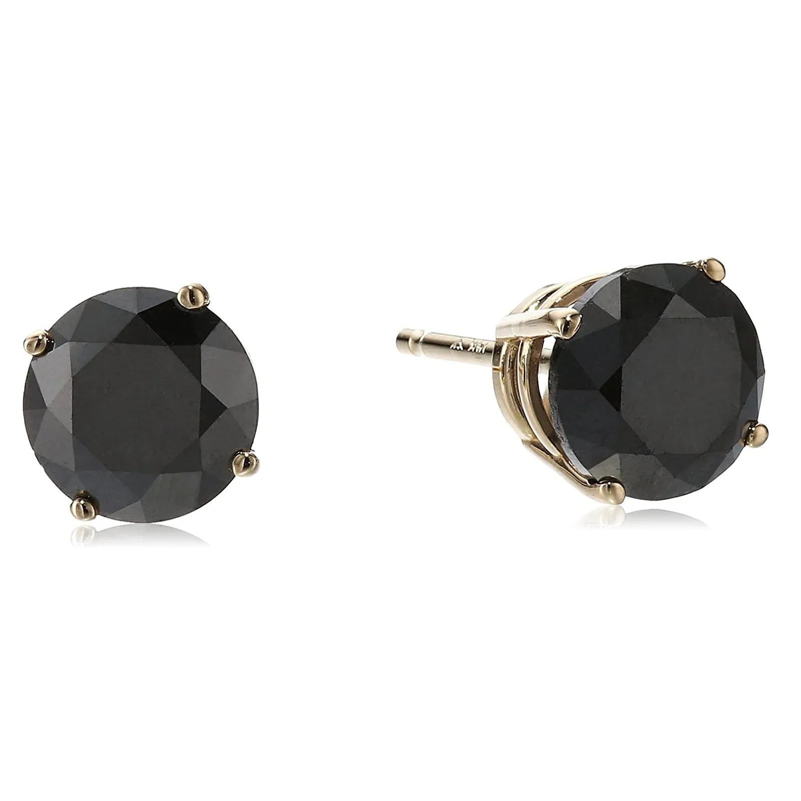 Black Diamond Prong set Stud Earrings in 14K Gold