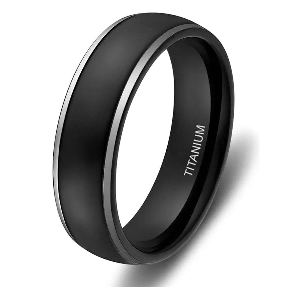 Black Domed Titanium Men's Wedding Band