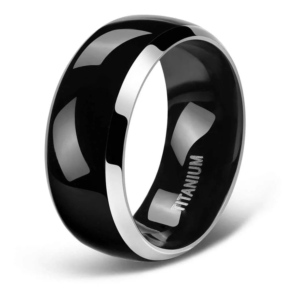 Black Domed Titanium Men's Wedding Band