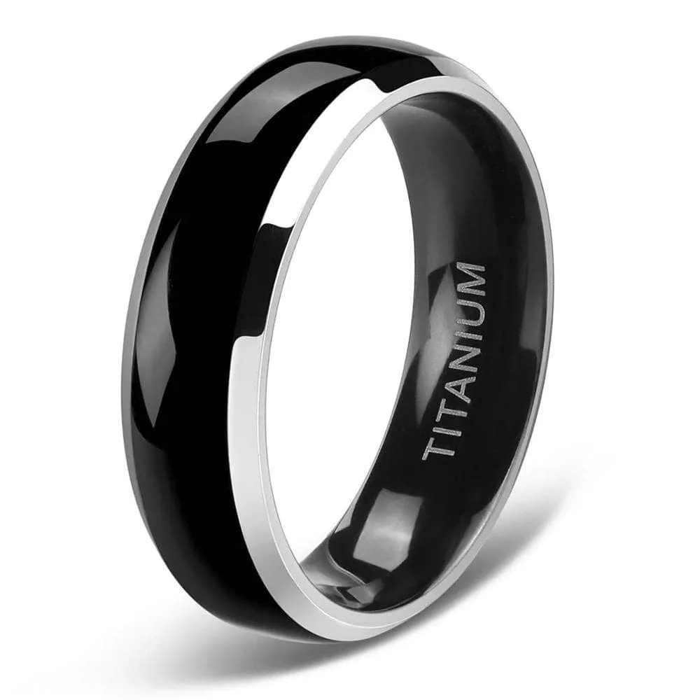 Black Domed Titanium Men's Wedding Band