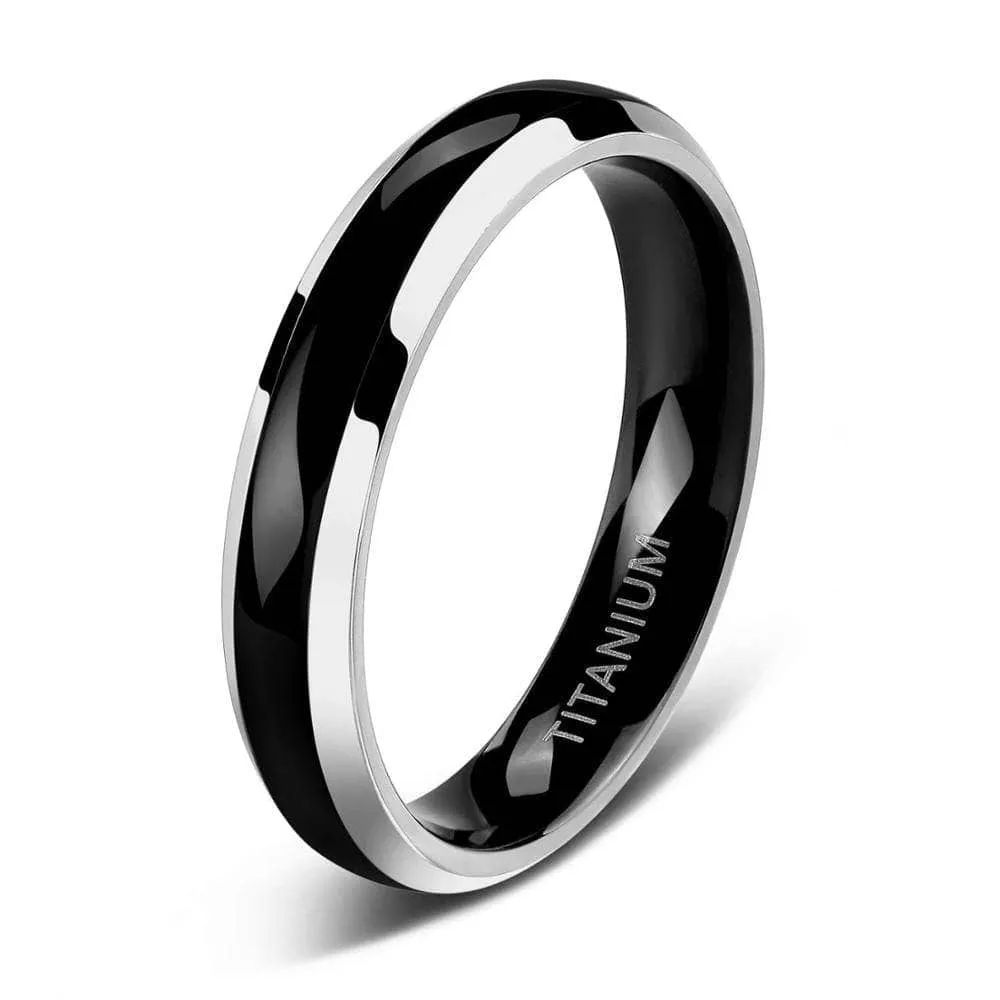 Black Domed Titanium Men's Wedding Band