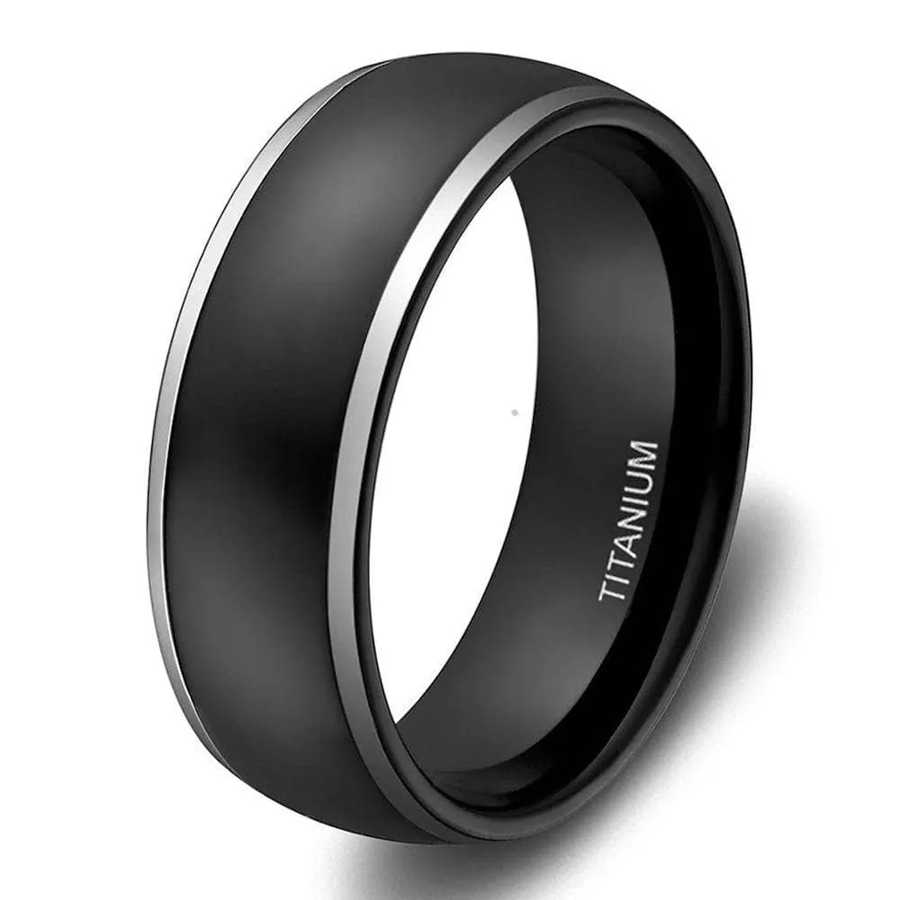 Black Domed Titanium Men's Wedding Band