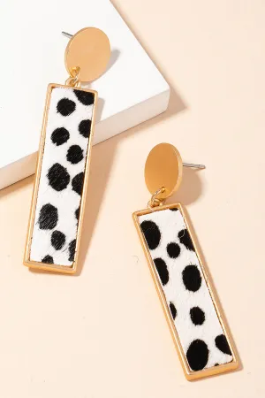 Bold & Gold Leopard Print Rectangle Drop Earrings