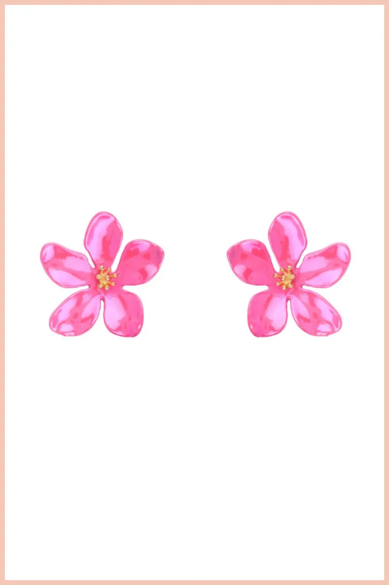 Bold Metal Metallic Flower Earrings