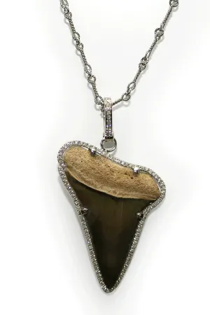 Borgioni 18K White Gold Diamond Shark Tooth Necklace