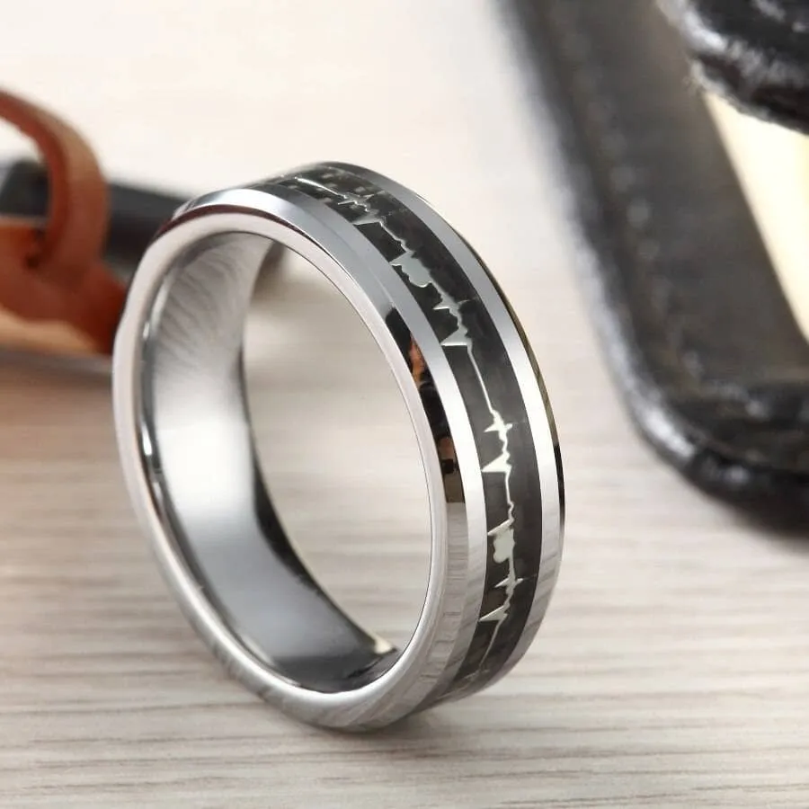 Cardiogram Inlay with 6mm Tungsten Wedding Band