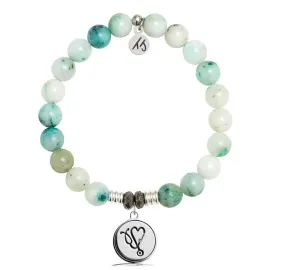 Caribbean Quartzite Stone Bracelet with Nurse Sterling Silver Charm