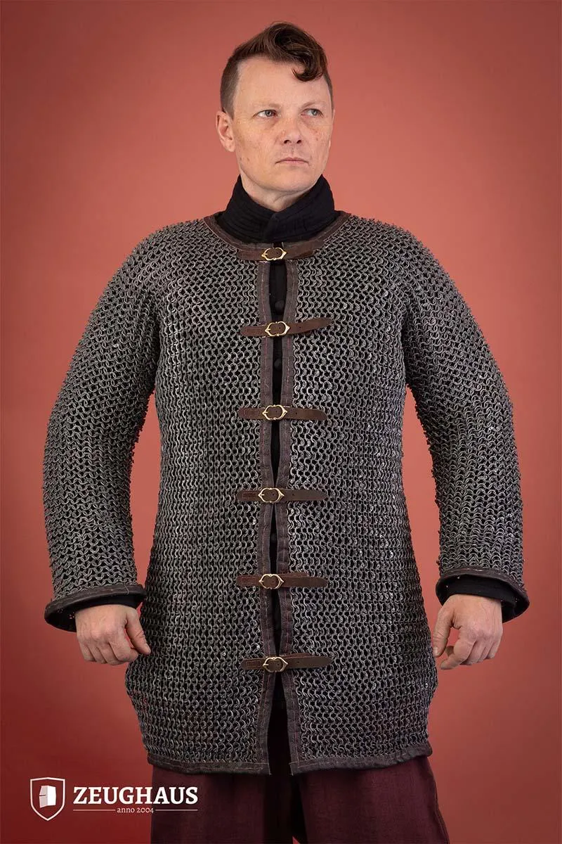 Chainmail Hauberk With Front Buckles Roundring Riveted 10mm Aluminium