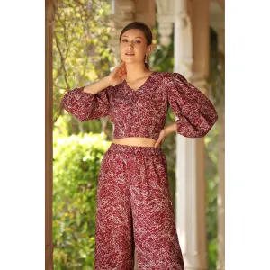 Chique Maroon Silk Co-ordinate Set