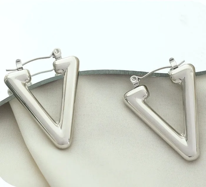 Chunky V-Shape Hoop Earrings