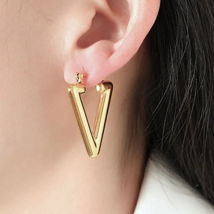 Chunky V-Shape Hoop Earrings