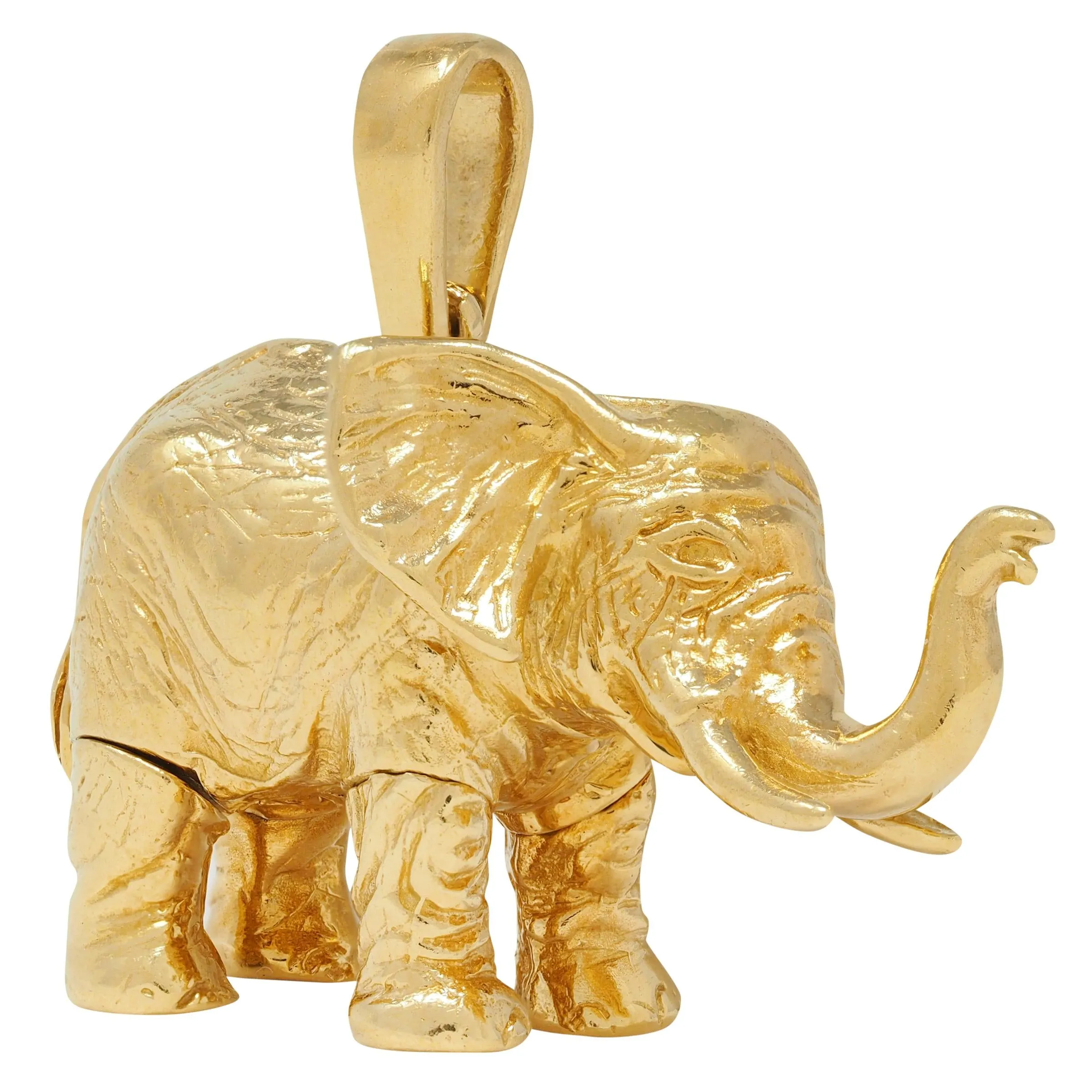 Contemporary 18 Karat Yellow Gold Articulated Elephant Pendant