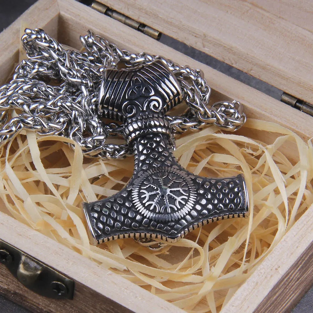 Cool Viking Scandinavian Rune Amulet Mjolnir Necklace