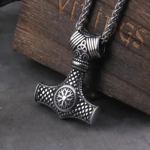 Cool Viking Scandinavian Rune Amulet Mjolnir Necklace