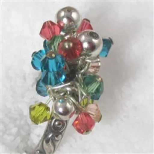 Crystal Bead Tropical Blend Ring Size 8