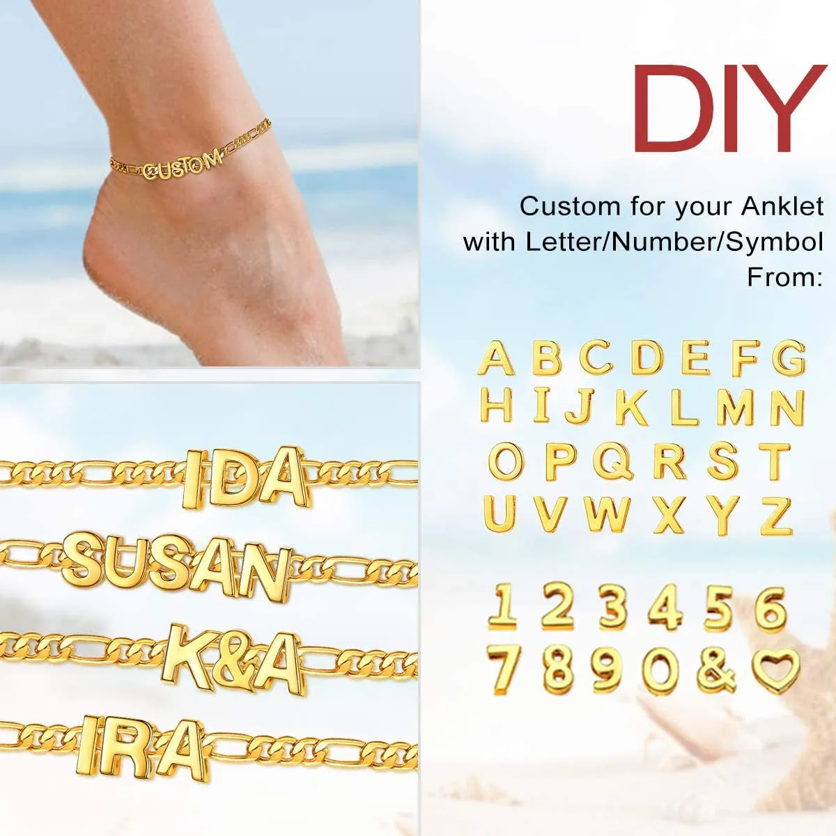 Custom Ankle Name Bracelet Simple Font, Personalized Anklet, Customize Your Anklet, Custom Any Name, Bracelet, Anklet Name Gift Jewelry