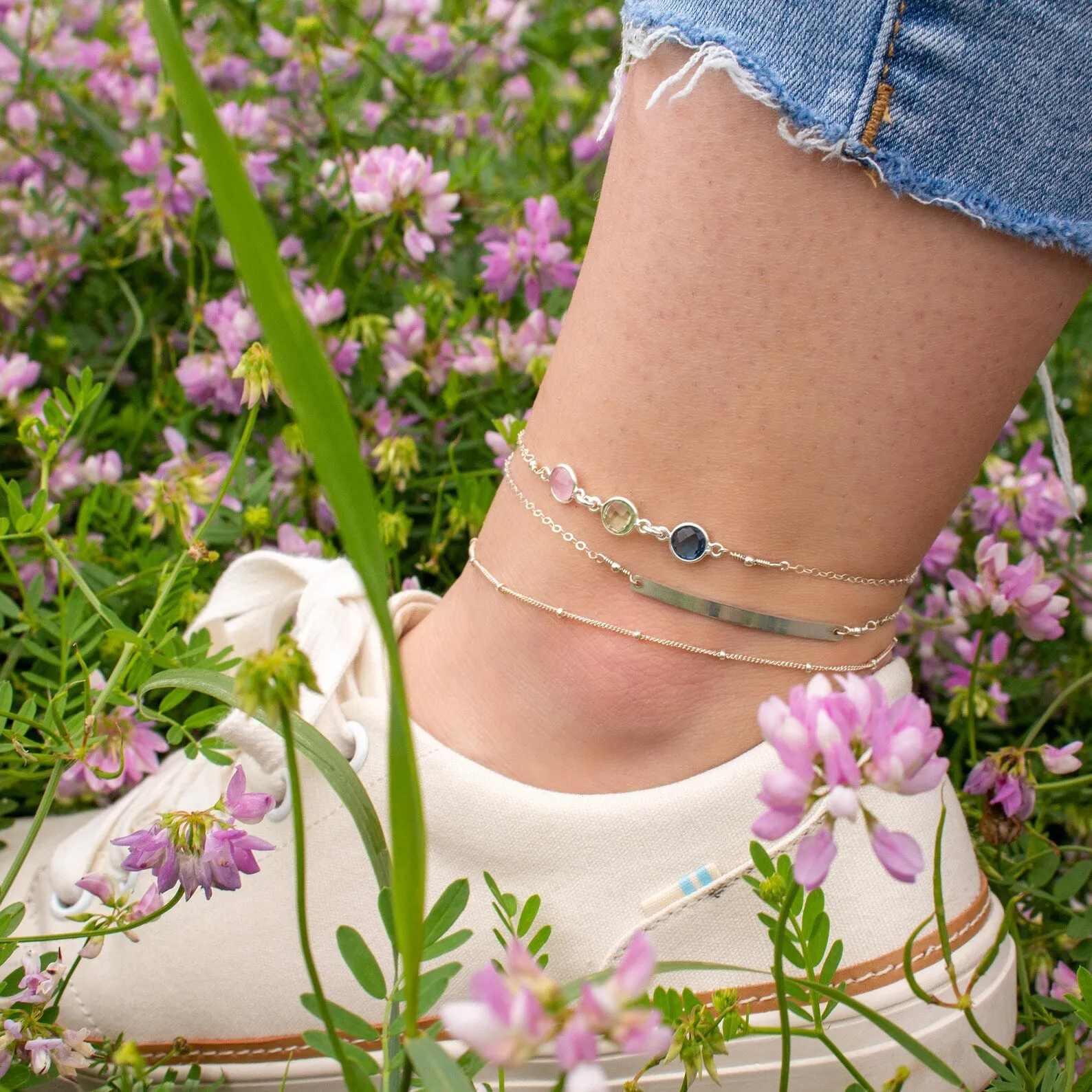 Custom Birthstone Anklet : Available in All Birthstones