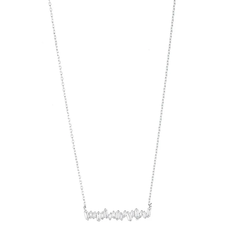 CZ Baguette Bar Necklace