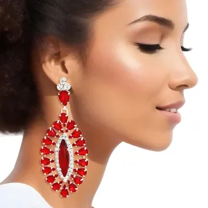 Delta Sigma Theta Inspired Earrings Dangle Red Teardrop Glam Oval Earrings for Women