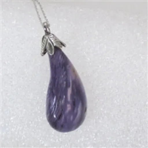 Designer Cut Charoite Gemstone Pendant Necklace