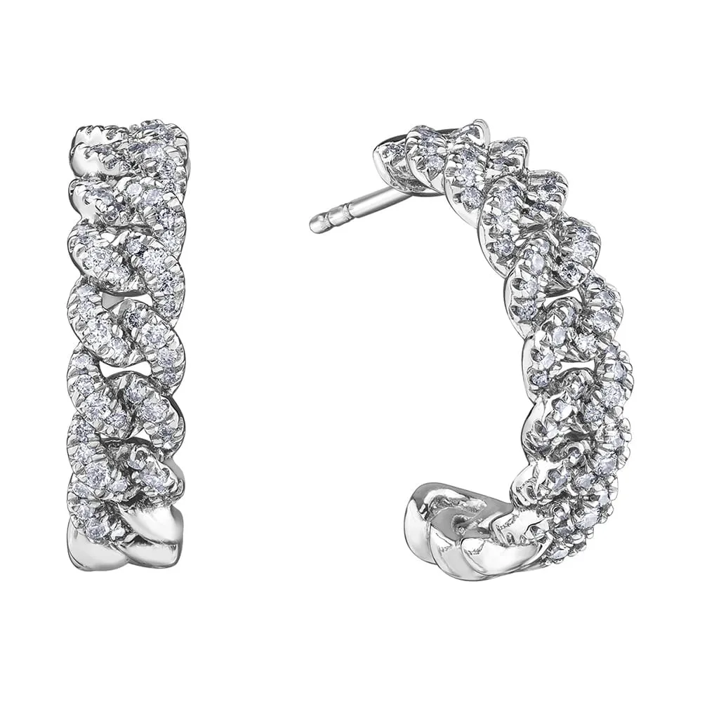 Diamond Chain-Link Hoop Earrings