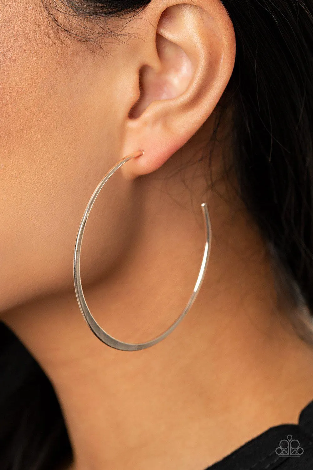 Don't Lose Your Edge Silver Hoop Earrings - Paparazzi Accessories