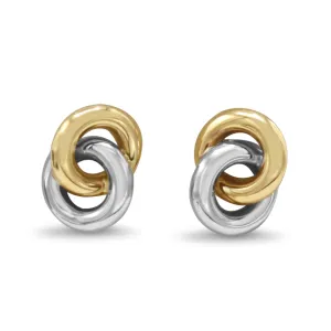 Double Circle Earrings - 9ct Yellow, White Gold