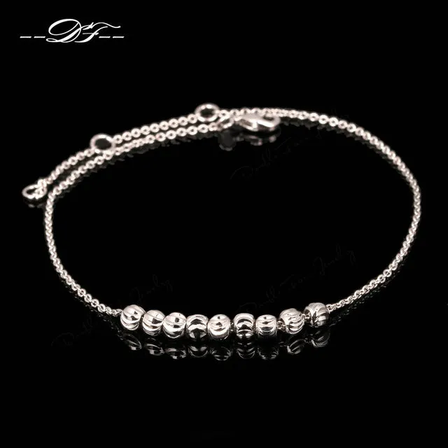 Double Fair Simple Style Metal Beads Anklets Chain Rose Gold Color/Silver Tone Fashion Jewellery/Jewelry For Women DFA020