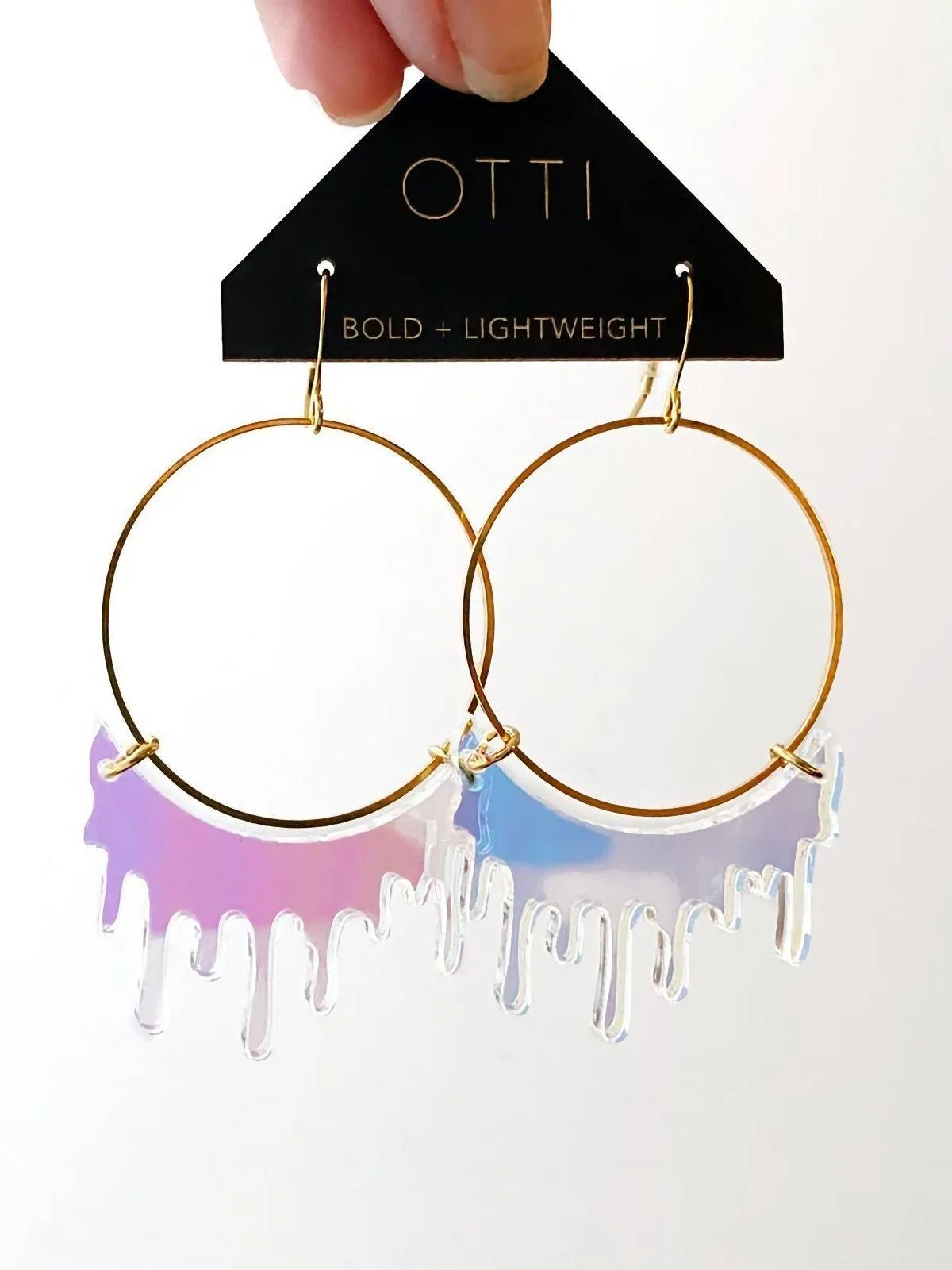 Drippy Hoop Iridescent Earrings