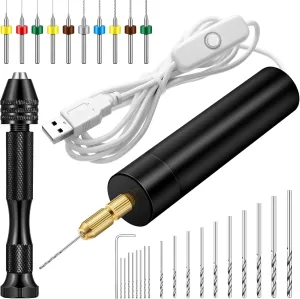 Electric Hand Drill Set for Resin Casting Mold, Electric Hand Drill with 8 Drill Bits (0.8-1.2 Mm), Pin Vise Hand Drill with 10 Mini Drills (0.8-3.0 Mm), 10 PCB Twist Drills (0.3-1.2 Mm), Screwdriver