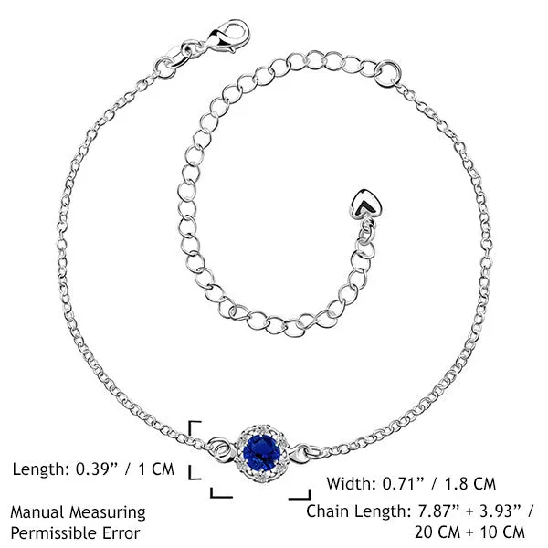 Elegant 925 Sterling Silver Blue Anklet Foot Chain