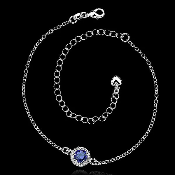 Elegant 925 Sterling Silver Blue Anklet Foot Chain