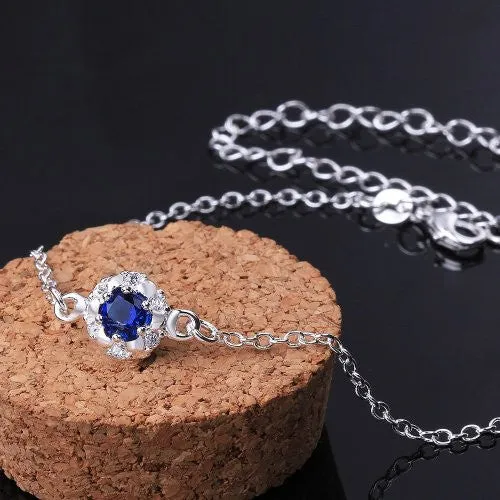 Elegant 925 Sterling Silver Blue Anklet Foot Chain