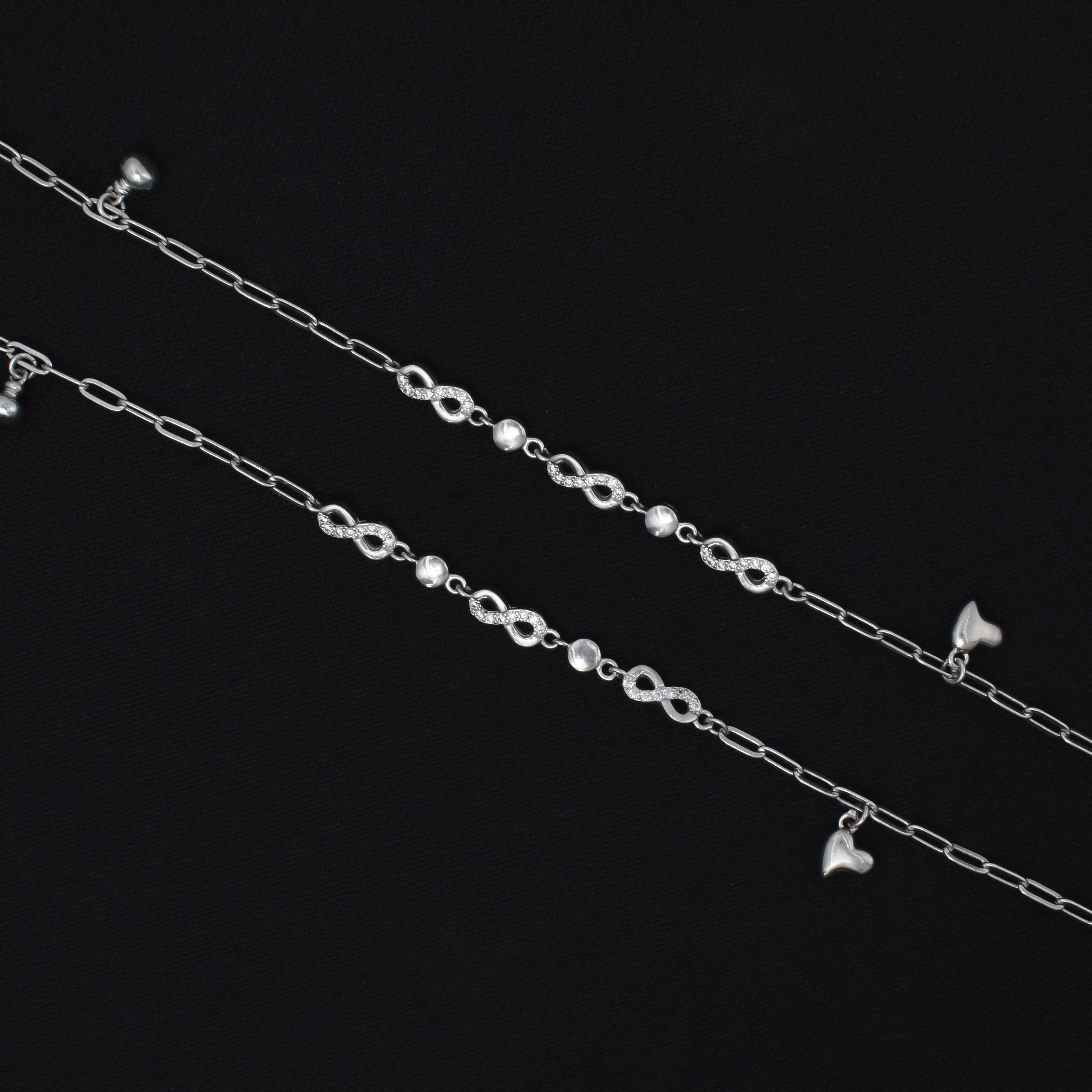 Elegant Infinity Design Silver Anklet For Girls