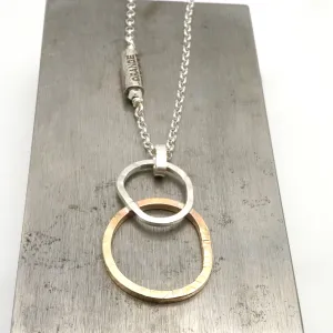 Ellipse Collection:  Bold Mixed Metal Ellipse Long Necklace