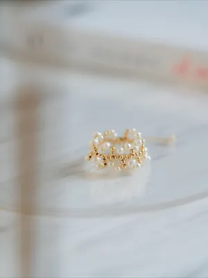 Embellished Series Soft Chain Lace Pearl Ring