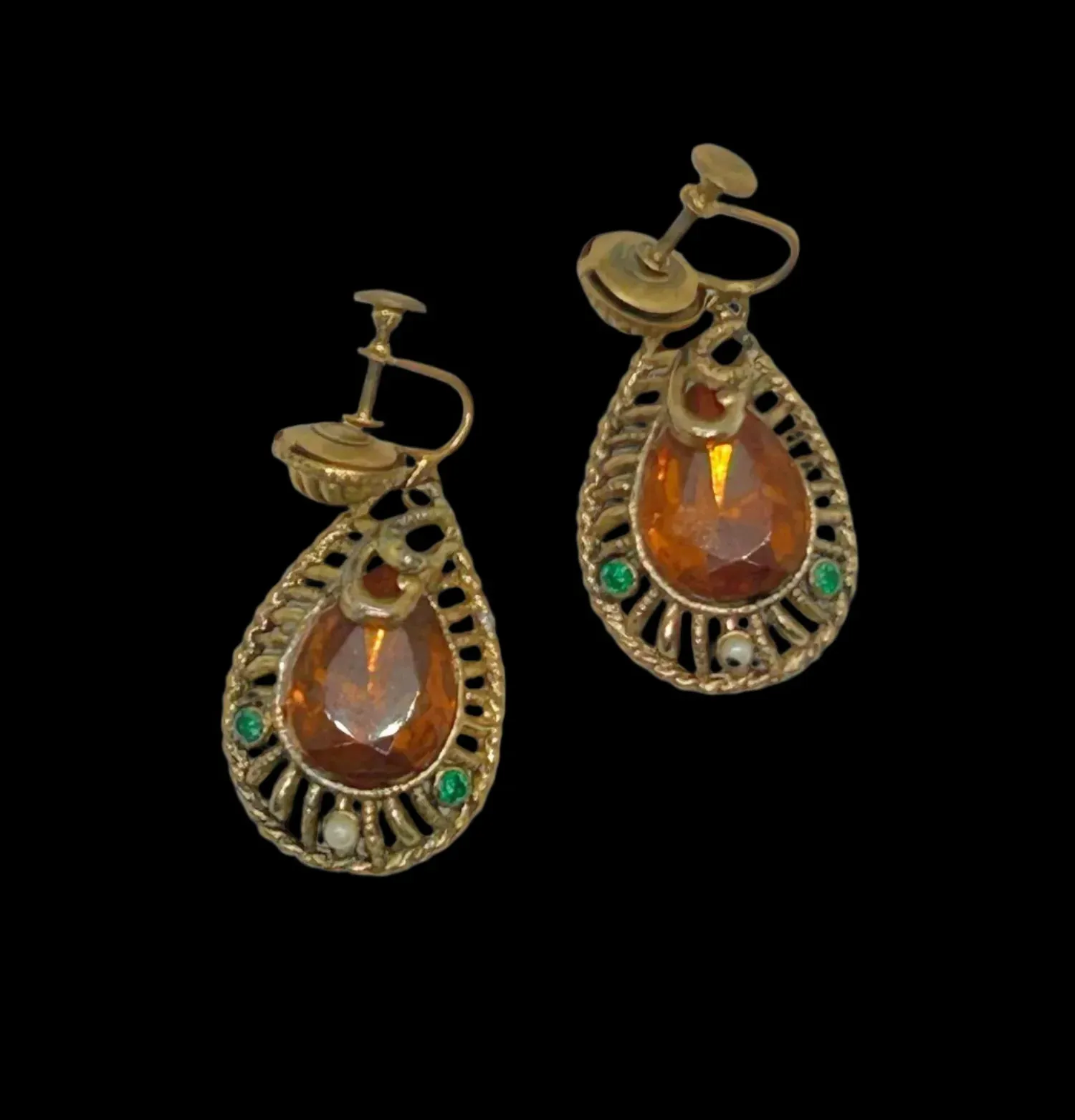 Exotic Vintage Egyptian Style Drop Earrings