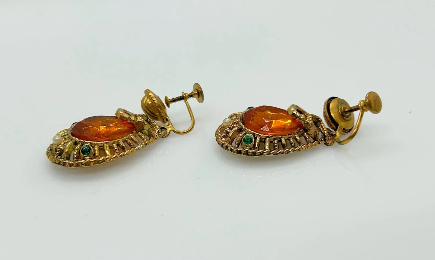 Exotic Vintage Egyptian Style Drop Earrings