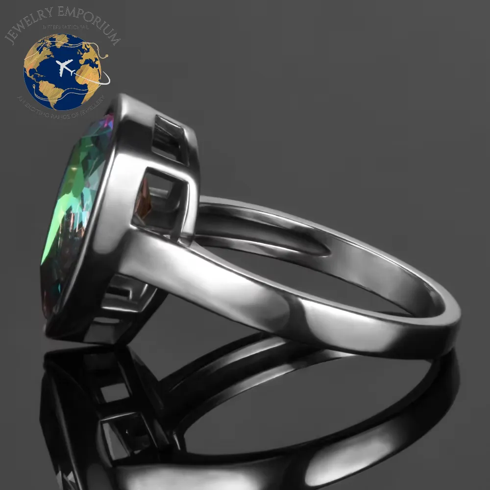 Exquisite 925 Sterling Silver Rainbow Mystic Topaz Water Drop Rings - Perfect Anniversary Gift for Her