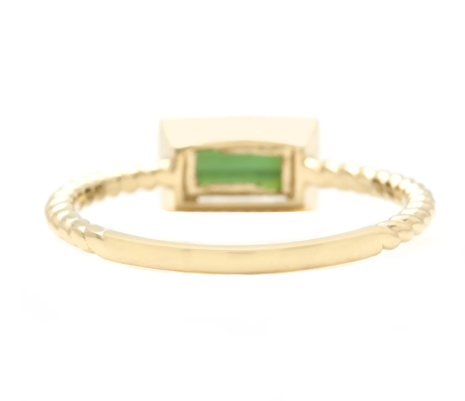 Exquisite Natural Green Tourmaline 14K Solid Yellow Gold Ring