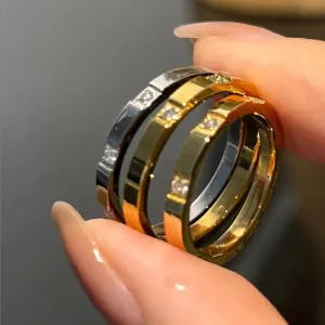 Exquisite Waterproof Engagement Ring with Stone Inlay