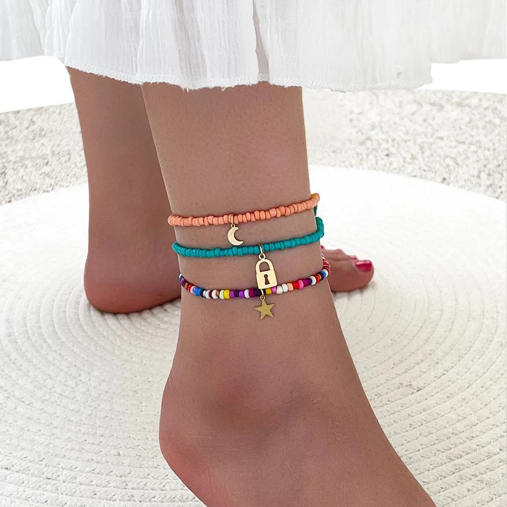 Fashion Creative Color Rice Bead Anklet