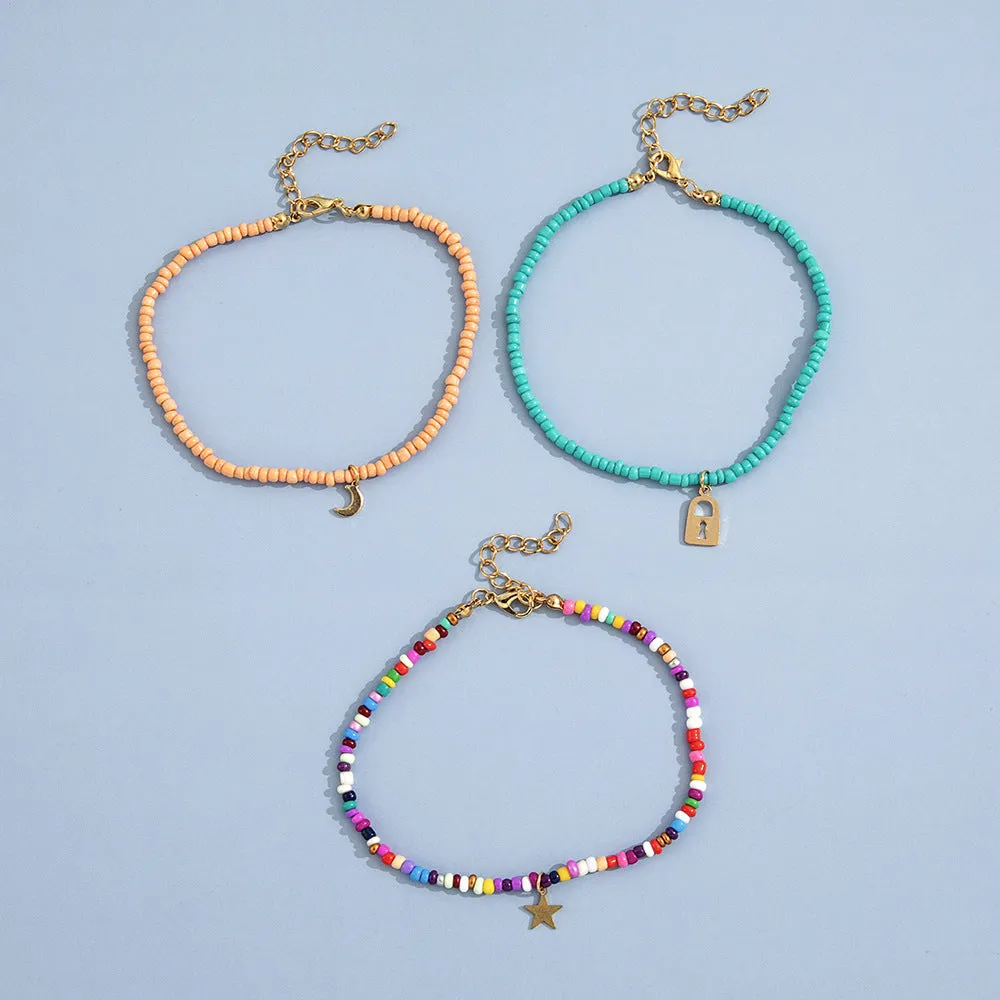 Fashion Creative Color Rice Bead Anklet