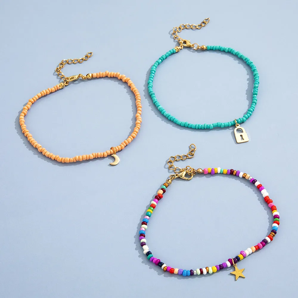 Fashion Creative Color Rice Bead Anklet