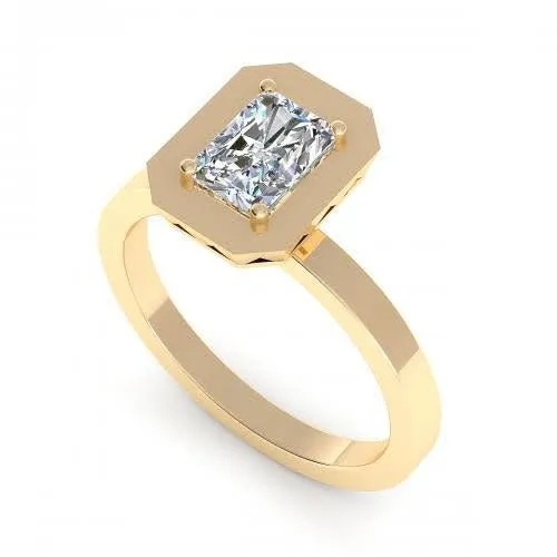 Fashionable 1.00CT Radiant Cut Diamond Solitaire Ring in 18KT Yellow Gold