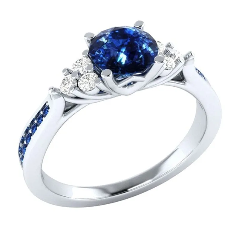 Genuine Natural Sri Lanka Birthstone Sapphire Ring - S925 Sterling Silver